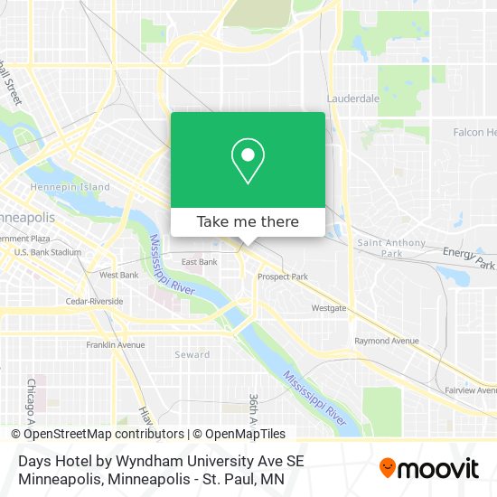 Mapa de Days Hotel by Wyndham University Ave SE Minneapolis