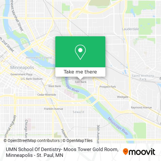 UMN School Of Dentistry- Moos Tower Gold Room map