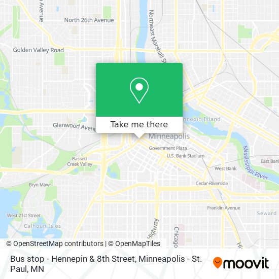 Bus stop - Hennepin & 8th Street map