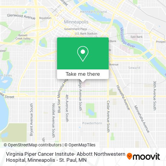 Mapa de Virginia Piper Cancer Institute- Abbott Northwestern Hospital