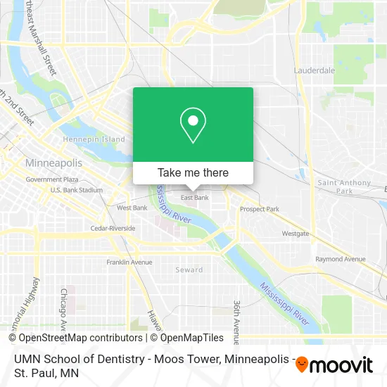 UMN School of Dentistry - Moos Tower map