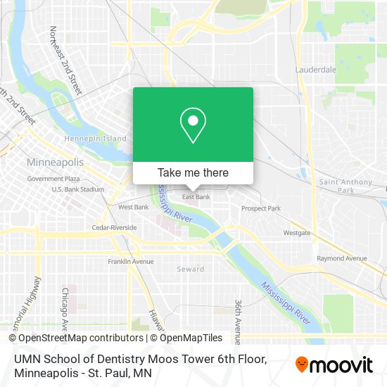 UMN School of Dentistry Moos Tower 6th Floor map