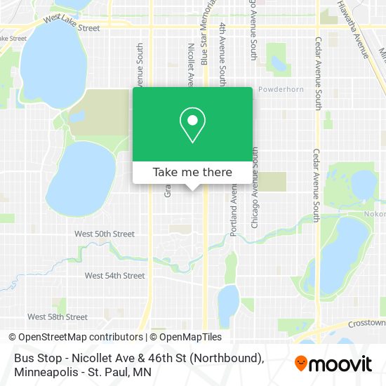 Bus Stop - Nicollet Ave & 46th St (Northbound) map
