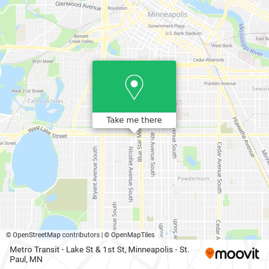 Mapa de Metro Transit - Lake St & 1st St
