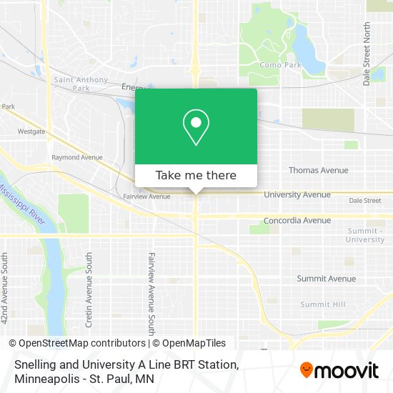 Mapa de Snelling and University A Line BRT Station