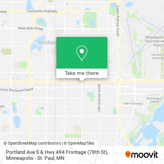 Portland Ave S & Hwy 494 Frontage (78th St) map