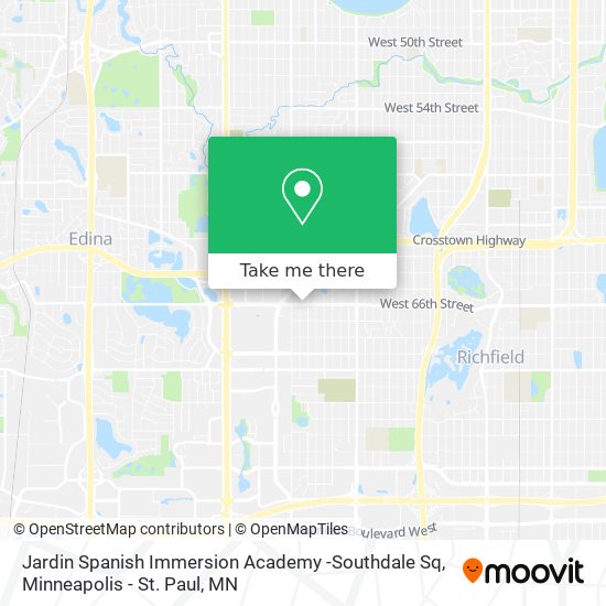 Jardin Spanish Immersion Academy -Southdale Sq map