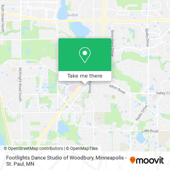 Footlights Dance Studio of Woodbury map