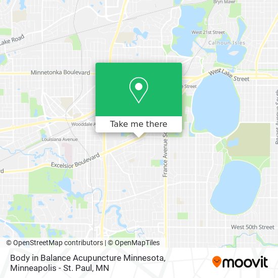 Mapa de Body in Balance Acupuncture Minnesota