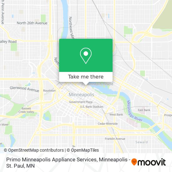 Mapa de Primo Minneapolis Appliance Services