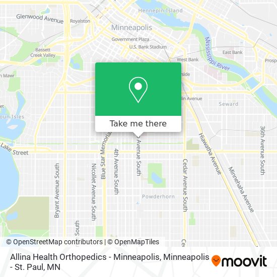 Mapa de Allina Health Orthopedics - Minneapolis