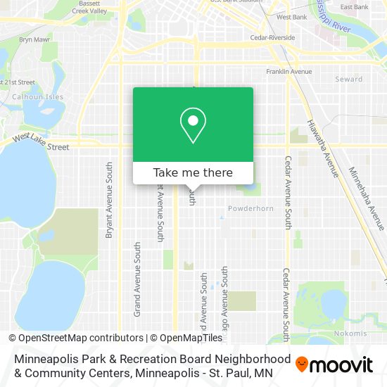 Minneapolis Park & Recreation Board Neighborhood & Community Centers map