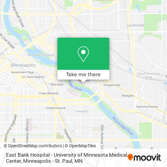 Mapa de East Bank Hospital - University of Minnesota Medical Center