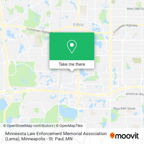 Mapa de Minnesota Law Enforcement Memorial Association (Lema)