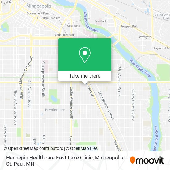 Mapa de Hennepin Healthcare East Lake Clinic