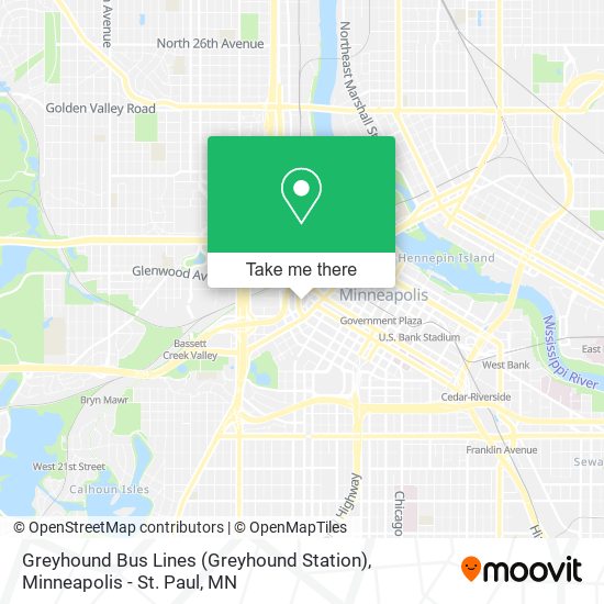 Mapa de Greyhound Bus Lines (Greyhound Station)