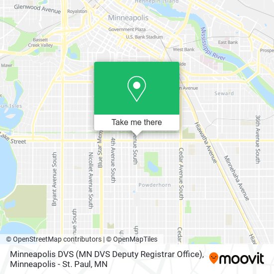 Minneapolis DVS (MN DVS Deputy Registrar Office) map
