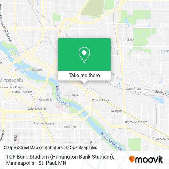 Mapa de TCF Bank Stadium (Huntington Bank Stadium)