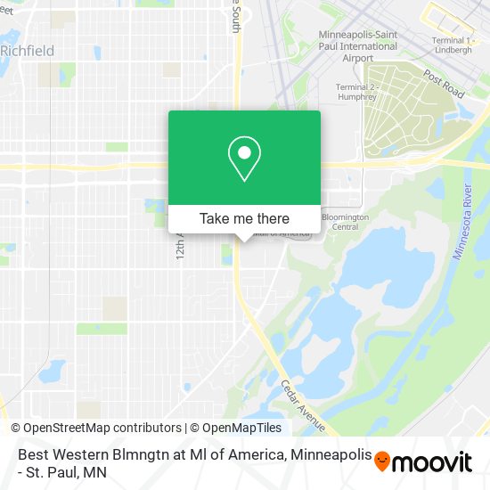 Best Western Blmngtn at Ml of America map