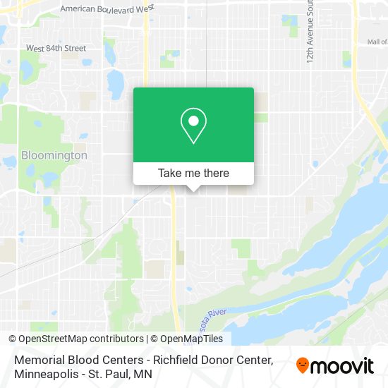 Memorial Blood Centers - Richfield Donor Center map