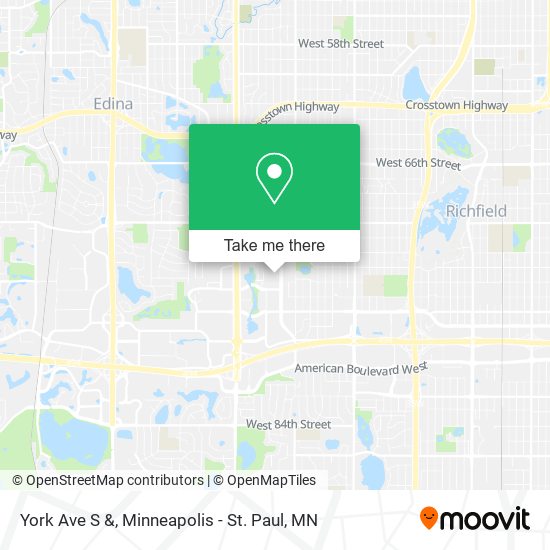 York Ave S & map