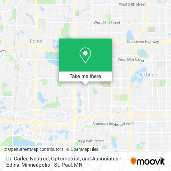 Dr. Carlee Nestrud, Optometrist, and Associates - Edina map