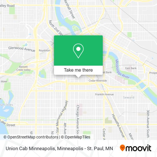 Mapa de Union Cab Minneapolis