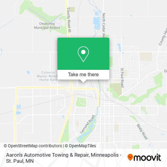 Aaron's Automotive Towing & Repair map