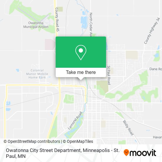 Owatonna City Street Department map