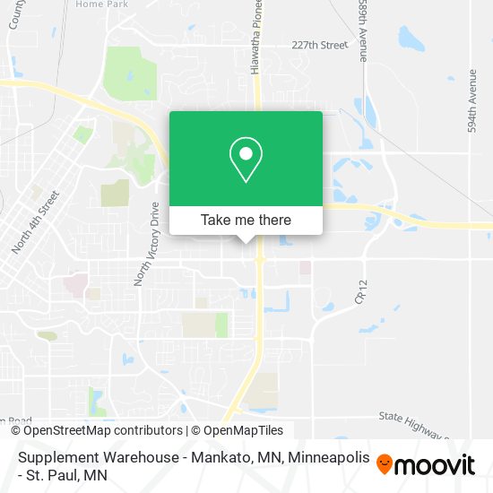 Supplement Warehouse - Mankato, MN map