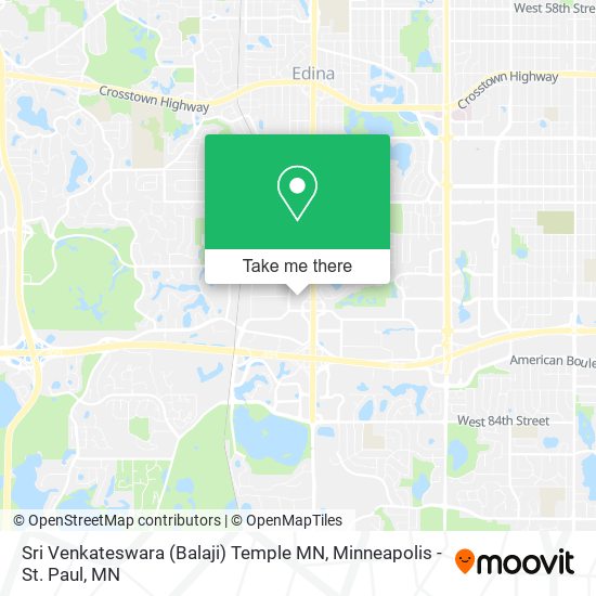 Sri Venkateswara (Balaji) Temple MN map