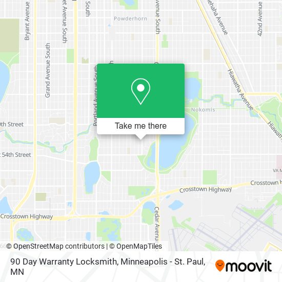 Mapa de 90 Day Warranty Locksmith
