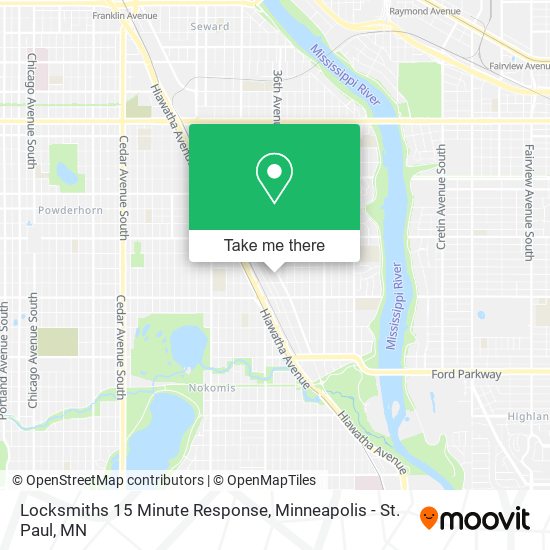 Locksmiths 15 Minute Response map