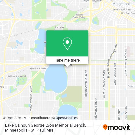 Lake Calhoun George Lyon Memorial Bench map
