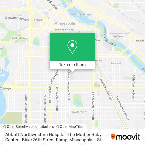 Mapa de Abbott Northwestern Hospital, The Mother Baby Center - Blue / 26th Street Ramp