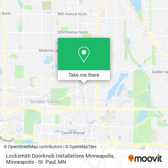 Mapa de Locksmith Doorknob Installations Minneapolis