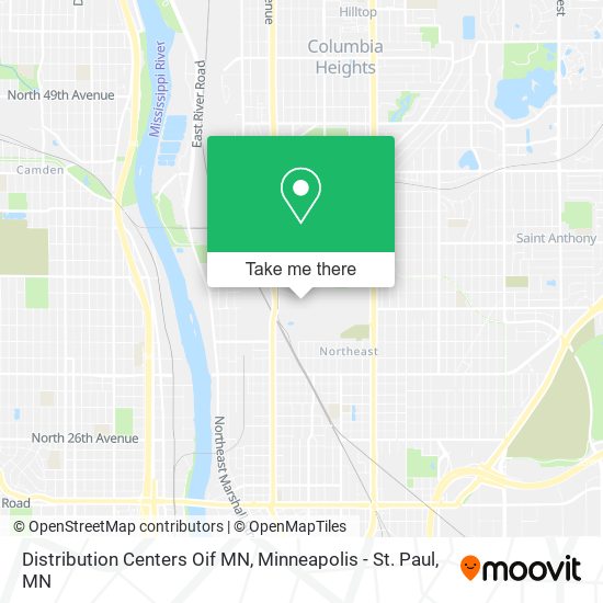 Mapa de Distribution Centers Oif MN