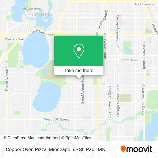 Mapa de Copper Oven Pizza