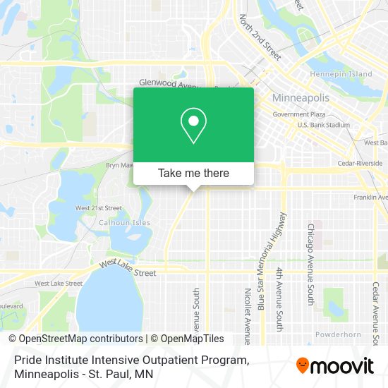 Pride Institute Intensive Outpatient Program map