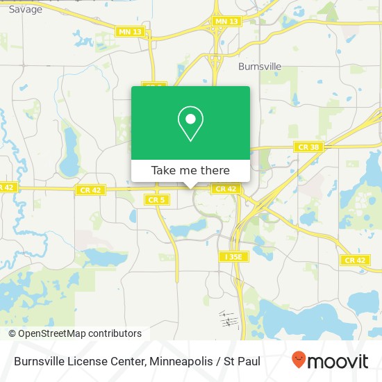 Burnsville License Center map