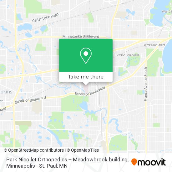 Park Nicollet Orthopedics -- Meadowbrook building map