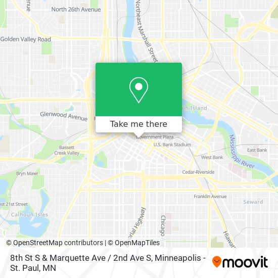 8th St S & Marquette Ave / 2nd Ave S map