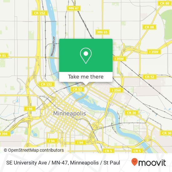 SE University Ave / MN-47 map
