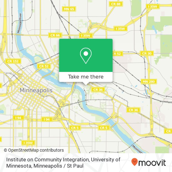 Institute on Community Integration, University of Minnesota map