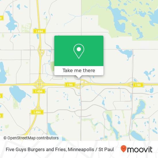 Mapa de Five Guys Burgers and Fries, 8360 3rd St N Oakdale, MN 55128