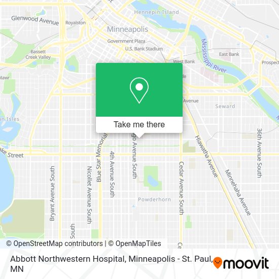 Abbott Northwestern Hospital Map How To Get To Abbott Northwestern Hospital In Minneapolis By Bus Or Light  Rail?