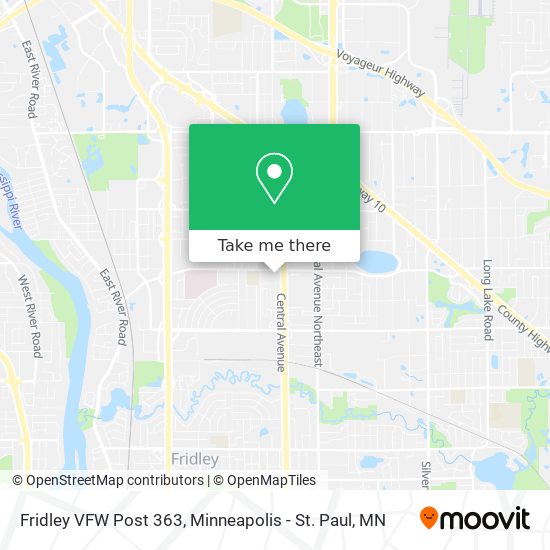 Fridley VFW Post 363 map