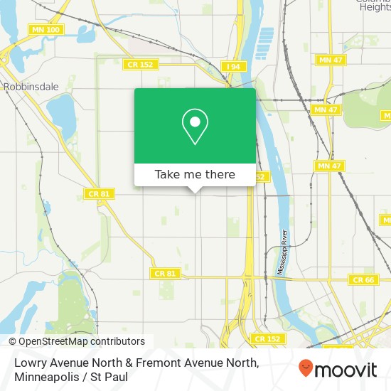 Lowry Avenue North & Fremont Avenue North map