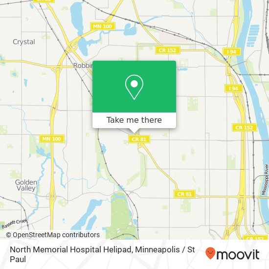 North Memorial Hospital Helipad map