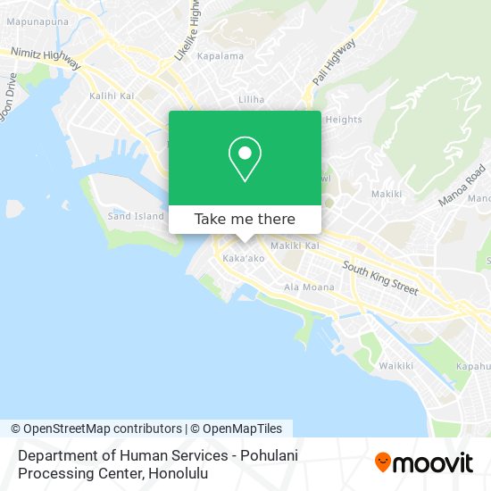 Department of Human Services - Pohulani Processing Center map